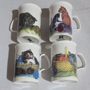 Roy Kirkham Vintage Fine Bone China Mugs from the "Cat Kitten Lovers" Collection